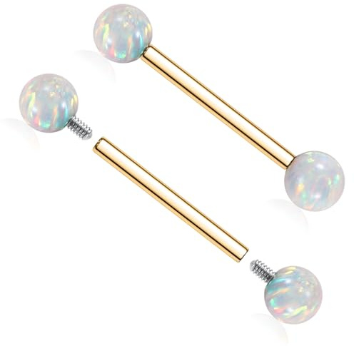 AROWRO Nipple Piercing Jewelry G23 Titanium Nipple Rings Tongue Rings Nipple Bar 14G Internally Threaded Straight Barbells Bridge Piercing Jewelry 16mm