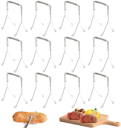 Rouladenklammern, Hochwertige Edelstahl Rouladenklammern, perfekt zum Fixieren von Fleischröllchen, leicht zu reinigen, ideal für die Familienküche (Straight-12Pcs)