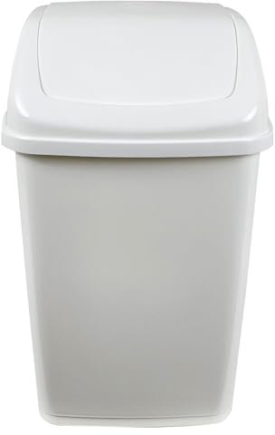 Best House | Plastic Swing Bin 20 Liters | White | 1 Pc | Waste Bin, Durable, Lightweight Hinged Swing Lid for Kitchen, Office, and Home Use – Odor-Reducing Design, Easy to Clean - Pack of 1