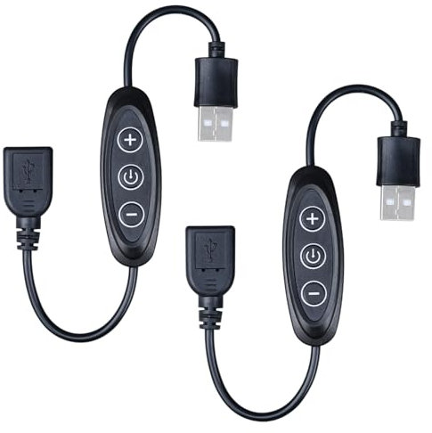GOMING 5V USB Dimmer Interrupteur Féminin à Mâle 10 Niveaux de luminosité Pour Bande lumineuse LED Monochrome USB(2 Pièces)