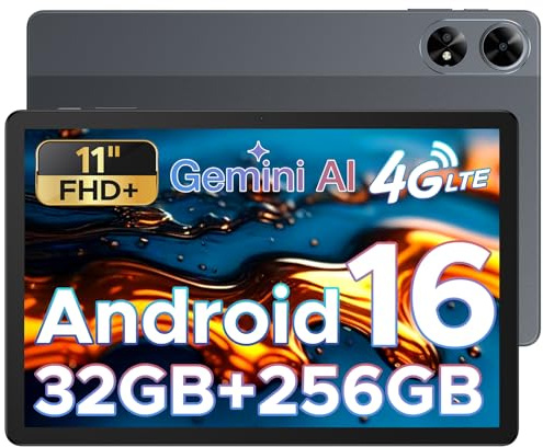 DOOGEE Tab G6+ Tablet 11 Pollici Android 16, 32GB+256GB/2TB Tablet in Offerta, 4G LTE+ 5G WIFI, 1920x1200 FHD+ IPS, Octa Core Tablets Gaming, 8000mAh/Widevine L1/Face ID/GPS/BT5.0/OTG - Grigio