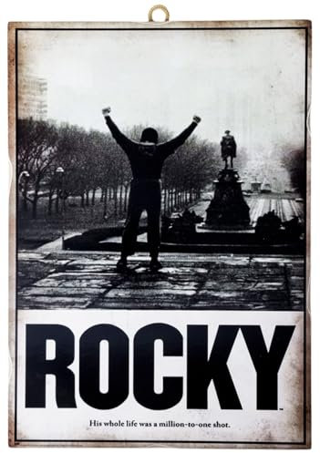 KUSTOM ART Cuadro de pared serie carteles de película Celebri Rocky con Sylvester Stallone impresión sobre madera 25 x 18 cm