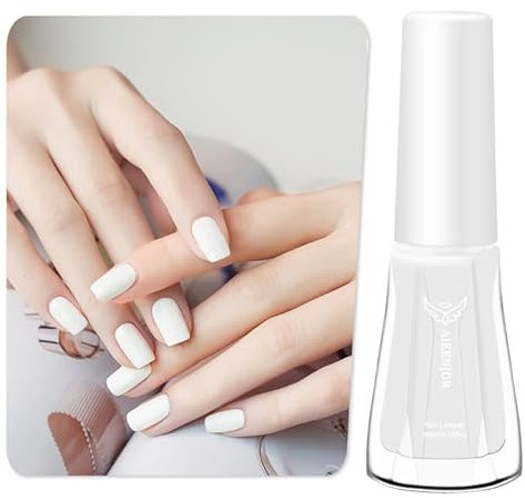 Aieenjor Nagellack Weiß, 10ml Glänzend Schnelltrocknender Langanhaltender, Nagellack für DIY Nail Art Maniküre