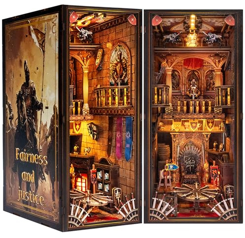 Book Nook Kit – Ritterschloss Puppenhaus mit Thronsaal-Szene, Miniatur-3D-Puzzle für Bücherregale, Dual-Power-LED-Sammelausgabe für Erwachsene & Jugendliche