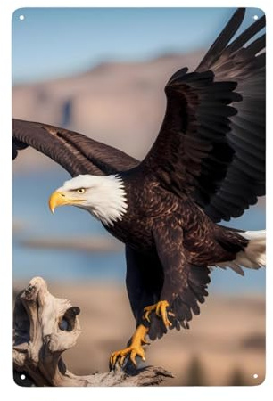 WHJDPP 3D-Bild, Weißkopfseeadler, dekoratives Gemälde, 20,3 x 30,5 cm, aus Weißblech, verschleißfest und langlebig