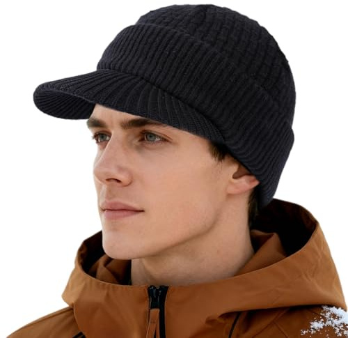 TOP-EX Gestrickte Visor-Beanie Unisex, für Golf und Alltag, für große Köpfe | PolarWool™, sicher bei Wind und Wetter, flexible Passform, auch für große Kopfumfänge, für Golf Spaziergänge und Winterreisen