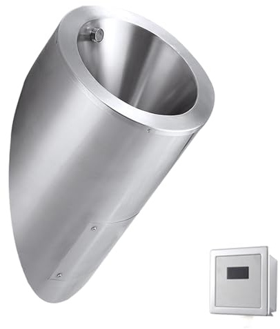 LJTHUU 304 Stainless Steel Urinal for Men, Men's Wall Mounted Sensor Urinal with Drain Pipe, Household/Commercial Splash-Proof Toilet, for Bathroom, Hotel, Public Places