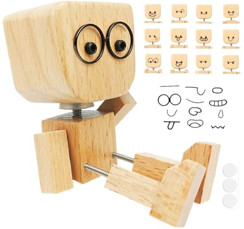 Dongcill Wackelnder Holzmann,Wackelfigur Auto Holzmann mit 12 Magnetischen
