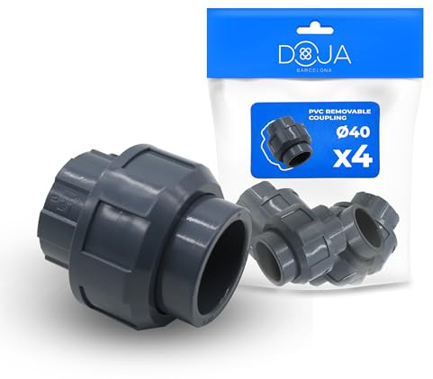 DOJA Barcelona Manchon Détachable PVC - Ø 40mm Femelle - Pack 4 - Installation Facile - Manchon PVC, Utilisation Polyvalente - Raccord Union PVC-U Rigide, Fonction Efficace, Raccord Detechable
