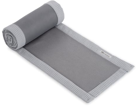 FabiMax Beistellbett Bettumrandung aus Mesh & Waffel – Atmungsaktiv, luftdurchlässig & waschbar – Passend für Boxspring Beistellbett (Grau, Für FabiMax Boxspring Beistellbett)