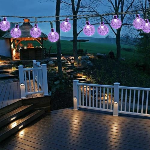Lezonic Solar Lichterkette Außen Garten Wasserdicht, 100LED 12M/39FT Solar Lichterkette, 8 Modi Outdoor/Indoor Garten Lichter für Garten, Party, Haus, Baum, Festival Dekoration (Lila)