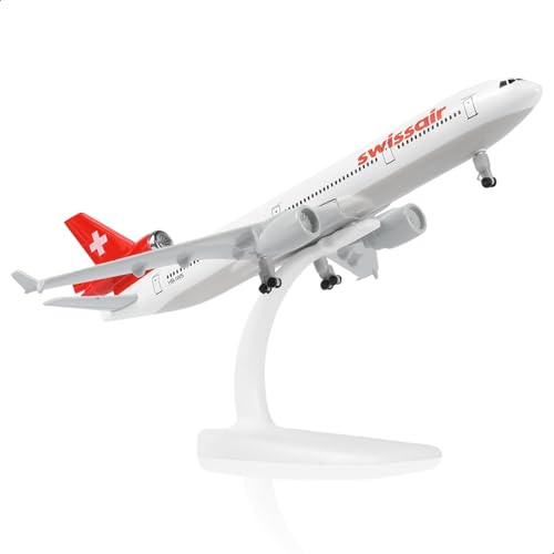 QIYUMOKE 1:300 MD-11 Flugzeugmodell Metall mit Ständer für Swiss | für Swiss MD-11, 20 cm, Frachtflugzeugmodell, Geschenk und Sammlung für Luftfahrt-Enthusiasten