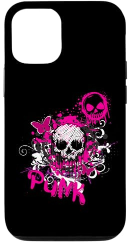 Hülle für iPhone 12/12 Pro Pink Skull Y2K 2000er Jahre Emo-Punk-Rock-Szene Kid Gothic Grafik