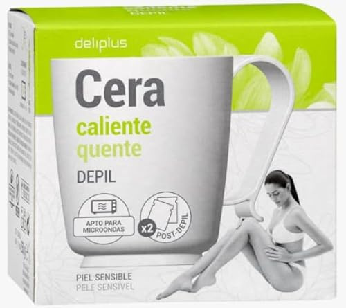 Hot Wax for Hair Removal, Microwave Safe, Sensitive Skin, 250g with 2 Wooden Spatulas and 2 Post-Wipes, pack of 2