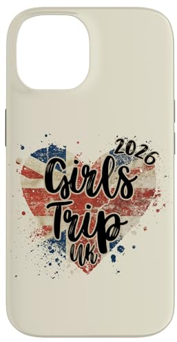Girl's Trip United Kingdom Europe 2026 Retro Heart Graphic Case for iPhone 14