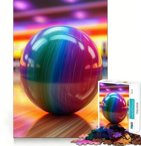 Regenbogen-Bowlingkugel-Puzzle für Teenager, 1000 Teile, Denk- und Geschicklichkeitsspielzeug, beruhigendes Spiel, präzise Schnitte, (38x52cm)