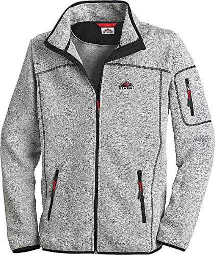 Stubai - Strick Fleecejacke Herren/Strickjacke mit Fleece Innenseite für Outdooraktivität, Strick Fleece Jacke mit Stehkragen und Reißverschluss ,Grau-mele,M