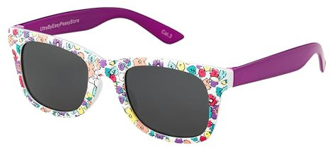 Ultra Vibrant Purple Kids Sunglasses - UV400 Protection Retro Classic Style Shades for Boys & Girls with Carry Pouch and Glasses Cloth