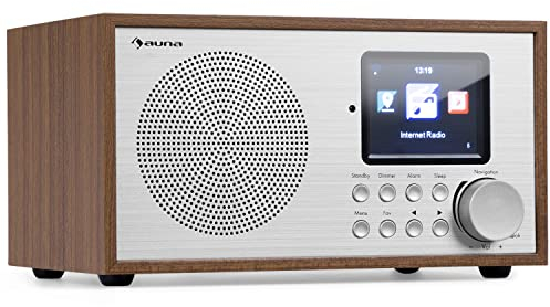 auna Silver Star Radio, Tragbares Internetradio, mit Bluetooth, DAB/DAB+/FM Radio mit Stereo-Lautsprecher, Küchenradio mit HCC Display, Digitalradio Klein mit Fernbedienung