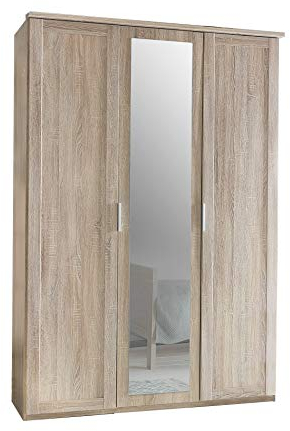 Wimex Nadja Drehentürenschrank-1 Spiegel, Eiche Sägerau-Nachbildung, 58 x 135 x 210 cm