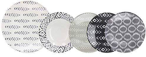 Tognana Service de table 18 pièces Ikat 6 étages 6 fonds 6 Dessert