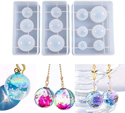 DyAi Lot de 3 moules en forme de boule en silicone époxy pour loisirs créatifs en résine UV, fabrication de bijoux