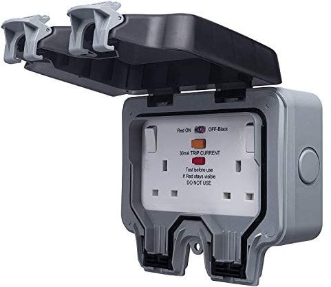 2 X wp22rcd 13 A 2 Socket Weatherproof IP66 Outdoor Socket with Latching RCD