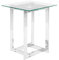 Moderner Beistelltisch Silber aus Metall mit Glasplatte Crystal
