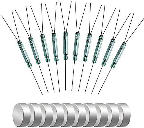Gebildet 10pcs 4W 3Pin Magnetico Interruttore Reed,Reed Switch Normalmente Aperto N/O N/C SPDT,Interruttore di Induzione,Relè Reed in Vetro,(2.5mm×14mm)+10pcs Magnete