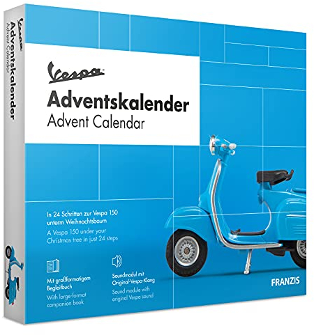 FRANZIS 67109 - Vespa Adventskalender 2020 – Modellbausatz im Maßstab 1:43, inkl. Soundmodul und 52-seitigem Begleitbuch