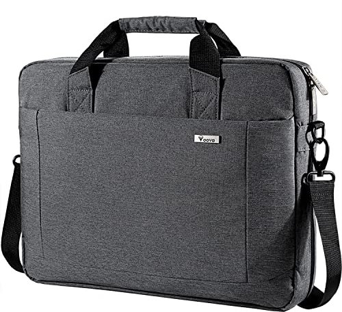Voova Laptop Bag Case 17 17.3 Inch Computer Sleeve Messenger Bag with Shoulder Strap Expandable Waterproof Large Capacity Business Briefcase for Work Travel Fit 17-18 Inch Laptop, Men Women-Grey