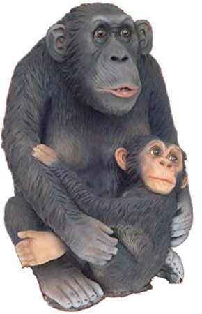 Schimpanse MIT Baby LEBENSGROSS~AFFE Premium DEKO 85cm hoch~Garten-Deko-Figur