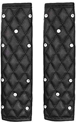 Auto Schulterriemen Dekoration,1 Paar Strass Schulterpolster Krone Kristall Diamant Auto Sicherheitsgurt Abdeckung Sicherheitsgurt Cover Schulterpolster Auto Bling Bling Dekor Zubehör,Schwarz-1