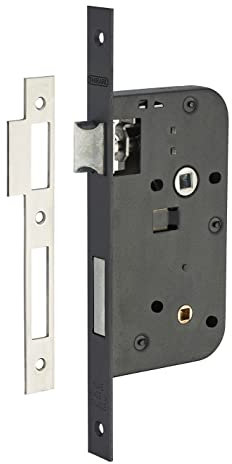 THIRARD - Serrure encastrable à condamnation pour porte de salle de bain et toilettes, axe 50mm, bouts carrés, noir