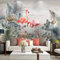 BYSQX Vlies Tapeten Wandtapete Pflanzen Blätter Flamingo Vintage 3D Wandbild Tapete Vlies Tapete Wandtapete Tapete Wohnzimmer Wanddekoration Fototapete 3D Tapete Effekt Wandbild 350X256Cm