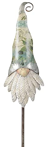 Posiwio dekorativer nostalgischer Gartenstecker Silhouette Wichtelkopf Metall bemalt 2 Modelle zur Auswahl (geblümt mit Bart)