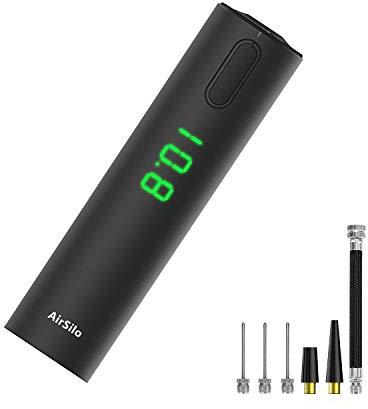 AirSilo Electric Fast Ball Pump with LED Pressure Gauge (Max 15PSI) with Needles, for Sports Balls (Football, Basketball, Volleyball, Rugby, Soccer, Beach Ball, Swimming Ring and etc.