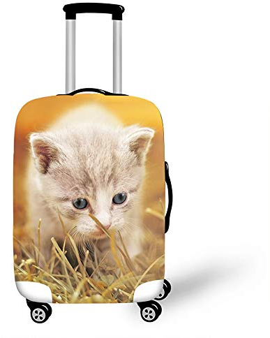 Morbuy 3D Reise Kofferhülle Kofferschutzhülle Elastisch Abdeckung Waschbar Kofferschutz Kofferbezug Reisekoffer Hülle Gepäck Luggage Cover mit Reißverschluss (Katze,S)