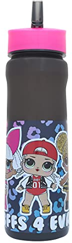 LOL Surprise Water Bottle with Straw – Reusable Kids 600ml PP Drinking Bottle – in Blue and Pink – Official Merchandise by Polar Gear – BPA Free & Recyclable Plastic – For School Nursery Sports Picnic