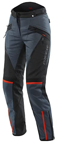 Dainese - Tempest 3 D-Dry Lady Pants, Pantaloni da Donna Moto Touring, Membrana Impermeabile, Interno Termico Removibile, Protetezioni sulle Ginocchia, Ebano/Nero/Rosso Lava, 44