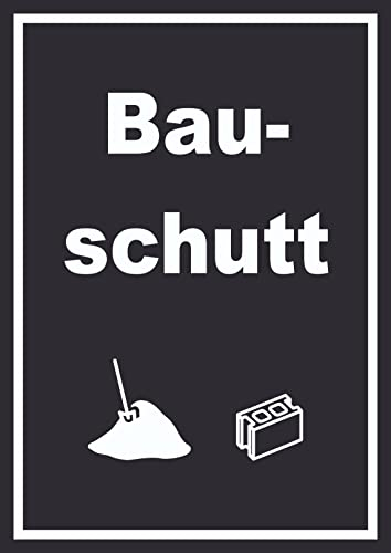HB-Druck Bauschutt Mülltrennung Schild Text Symbol Ziegel Baustein hochkant A6 Rückseite selbstklebend