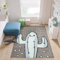 TAPISO Baby Teppich Kinderteppich Kurzflor Grau Hellblau Taupe Schwarz Weiß Kaktus Kakteen Tropfen Smiley Kinderzimmer Modern 140 x 200 cm