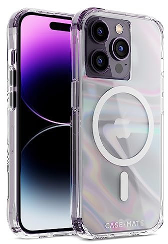 Case-Mate Soap Bubble MagSafe Case protective cover compatible with Apple iPhone 14 Pro case rainbow [Colour changing effect | 10ft drop protection | Integrated MagSafe ring] - Clear/Iridescent