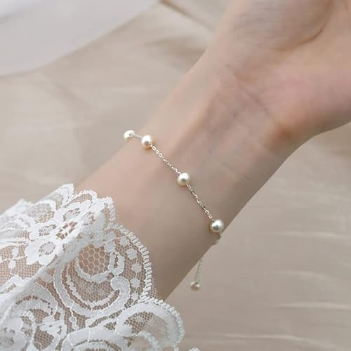 ZLING Mini Pulsera De Perlas Naturales De Agua Dulce De 4-5mm, Cadena De Plata De Ley 925, Regalo De Joyería para Mujer