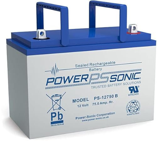 Powersonic 12v-75ah Mobility Scooter Battery, Fully Rechargeable Replaces 70-85ah.