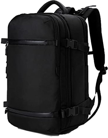 Alloaone Mochila De Equipaje De Viaje para Hombre De Gran Capacidad De 20 Pulgadas Mochila Impermeable Multifuncional para Ordenador Portátil USB Black 17 Inches