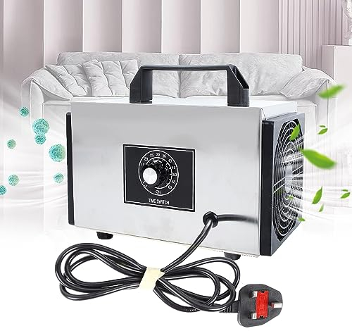 Ozone Generator Air Purifier 10,000mg/h, Ozone Machine with timer Function, Smoke Smell Remover Odor Eliminator for Home and Car (Silver 10g)