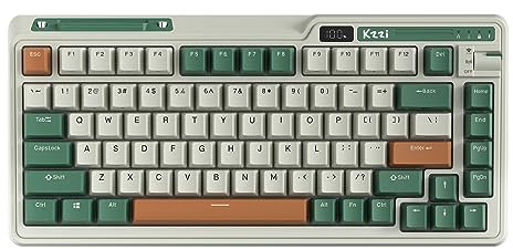 KZZI K75 PRO RGB 75% teclado mecánico inalámbrico, modo triple BT5.0/2.4G/USB-C 82 teclas, teclado para juegos intercambiable en caliente con botón e indicador de alimentación