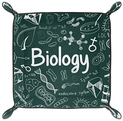 suojapuku Schmucktabletts,gefaltetes Ledertablett,Biologie-Doodle,Tisch-Organizer zur Aufbewahrung von Schlüsselmünzen,Schmuck,Uhren