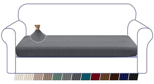 Granbest High Stretch Sofa Sitzkissenbezug Superweicher Sofa Sitzbezug Sitzkissenschutz Jacquard Spandex Stoff mit Elastischer Unterseite(4 Sitzer,Grau)